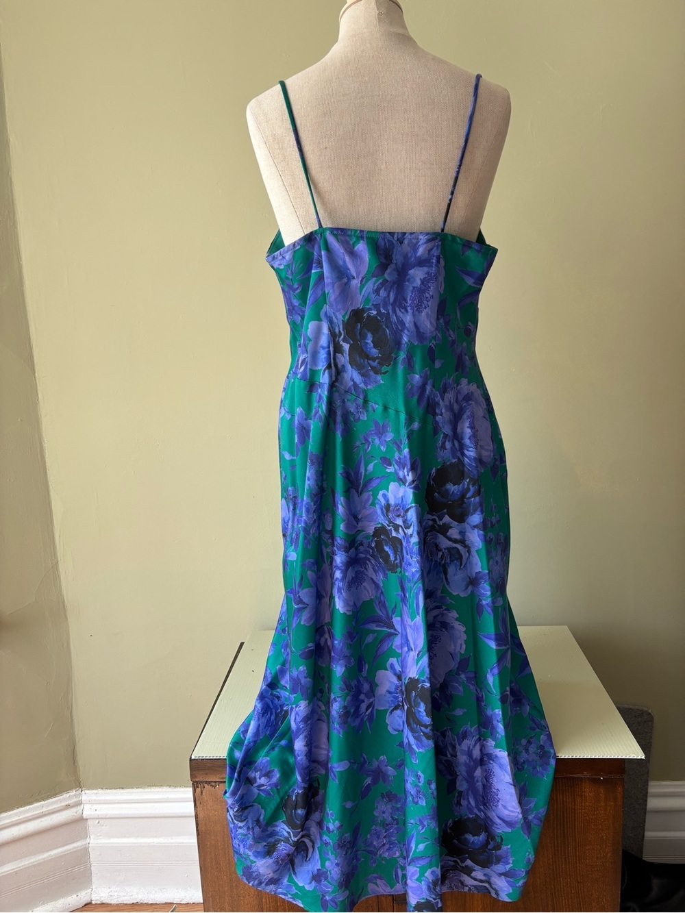 Connected apparel Green Blue Floral slip Dress Sz 12 Romantic Feminine fairycore - Picture 8 of 12